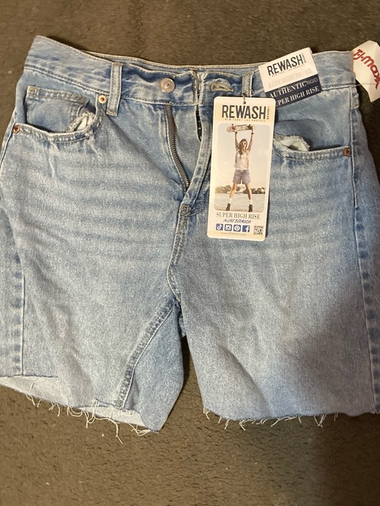 Rewash Pants - Rewash Light Blue High-Rise Denim Shorts